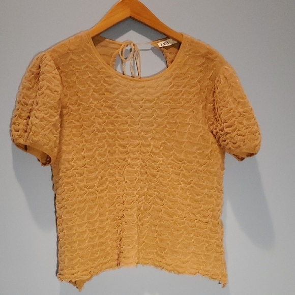 Zara Tops - Zara Beige Puff Sleeve Blouse, Size S